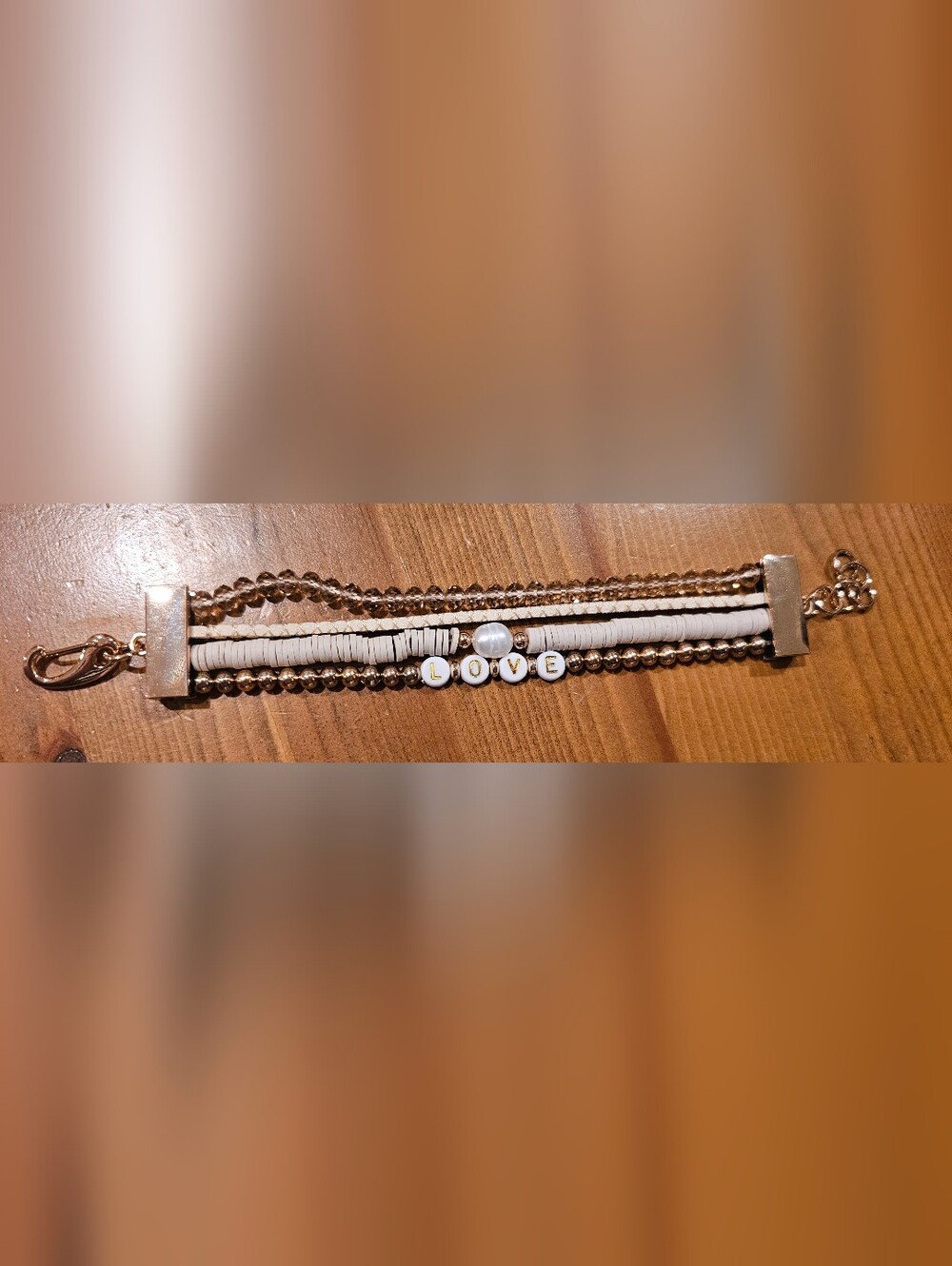 Victoria Emerson White & Gold Layered 'LOVE' Bracelet